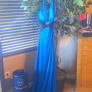 Teal & Black Silk Gown